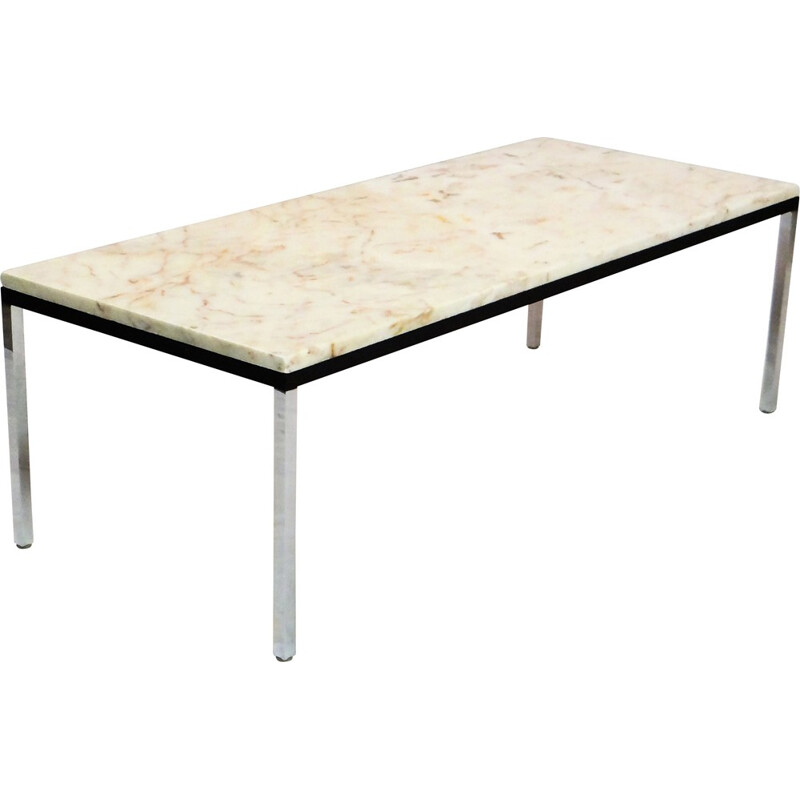 Table basse vintage avec plateau en marbre - 1960