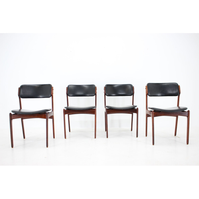 Ensemble de 4 chaises vintage en palissandre par Erik Buch, Danemark 1960