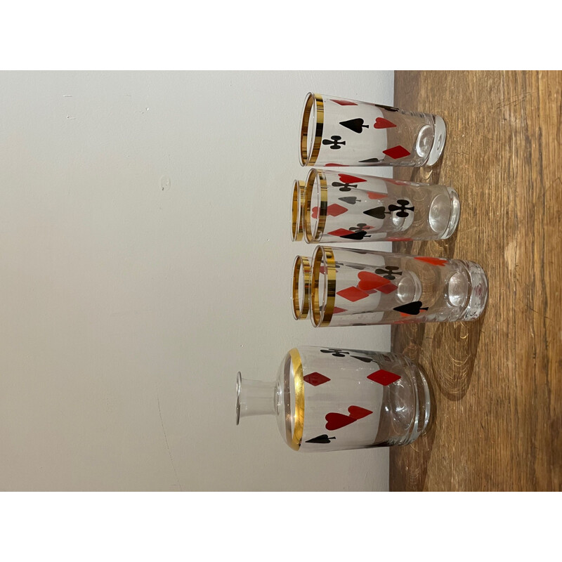 Conjunto de decantadores e copos vintage, 1950