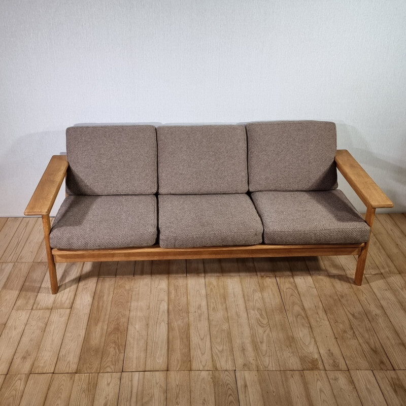 Vintage oakwood living room set by Borge Jensen and Sonne for Bernstorffsminde Mobelfabrik, Denmark 1960