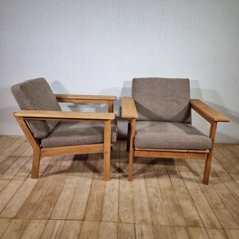 Vintage oakwood living room set by Borge Jensen and Sonne for Bernstorffsminde Mobelfabrik, Denmark 1960