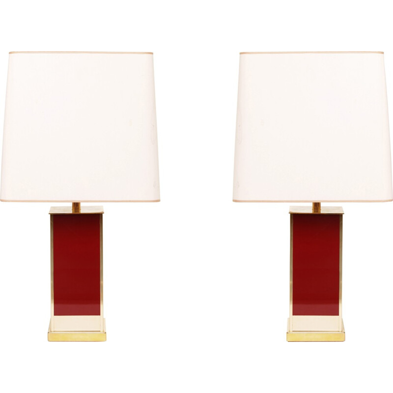 Pair of Roche & Bobois table lamps in brass, Jean Claude MAHEY - 1970s