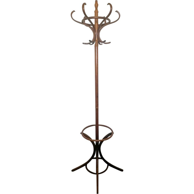 Vintage bistro parrot coat rack in bentwood, 1950s