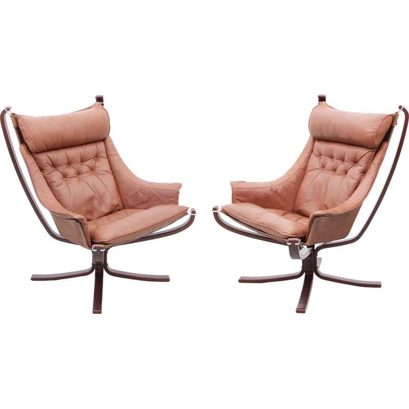 Pair of Scandinavian vintage armchairs model Falcon by Sigurd Russell, 1970