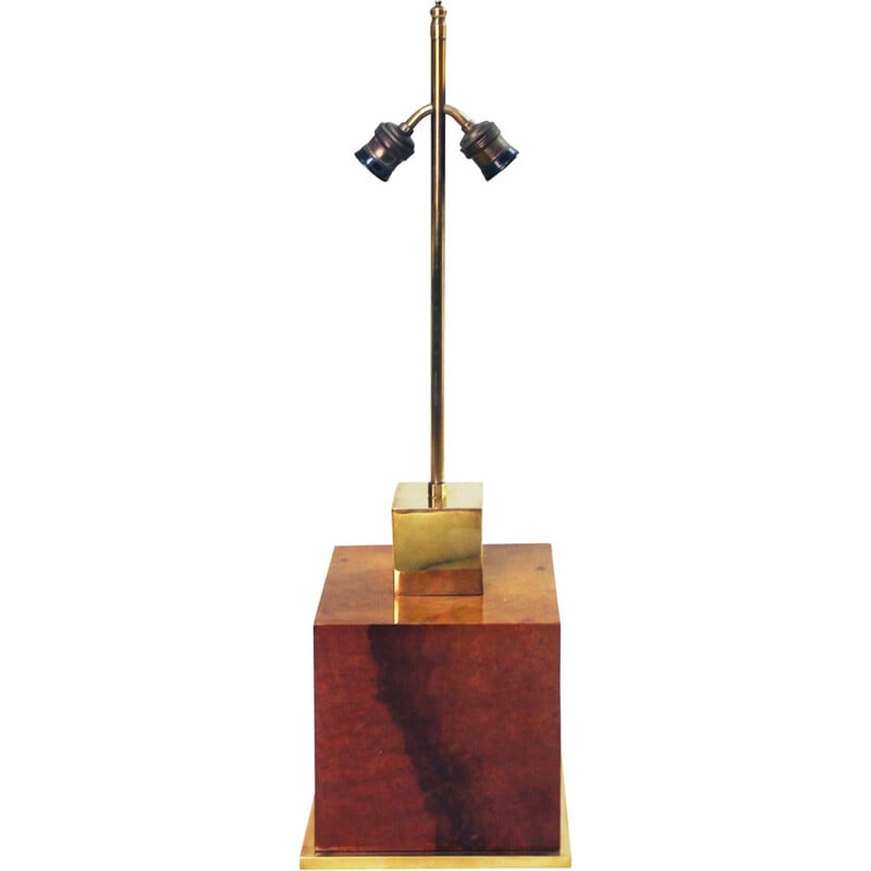 Brass and walnut table lamp, Aldo TURA - 1960s