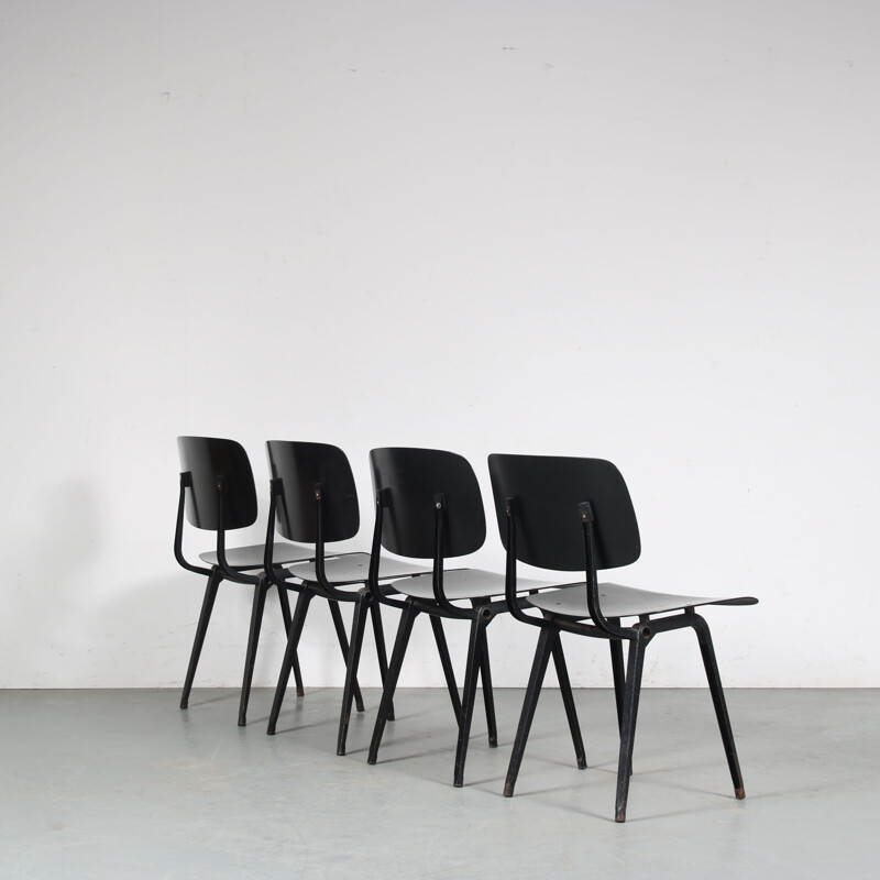 Set of 4 vintage "Revolt" dining chairs by Friso Kramer for Ahrend de Cirkel, Netherlands 1950s