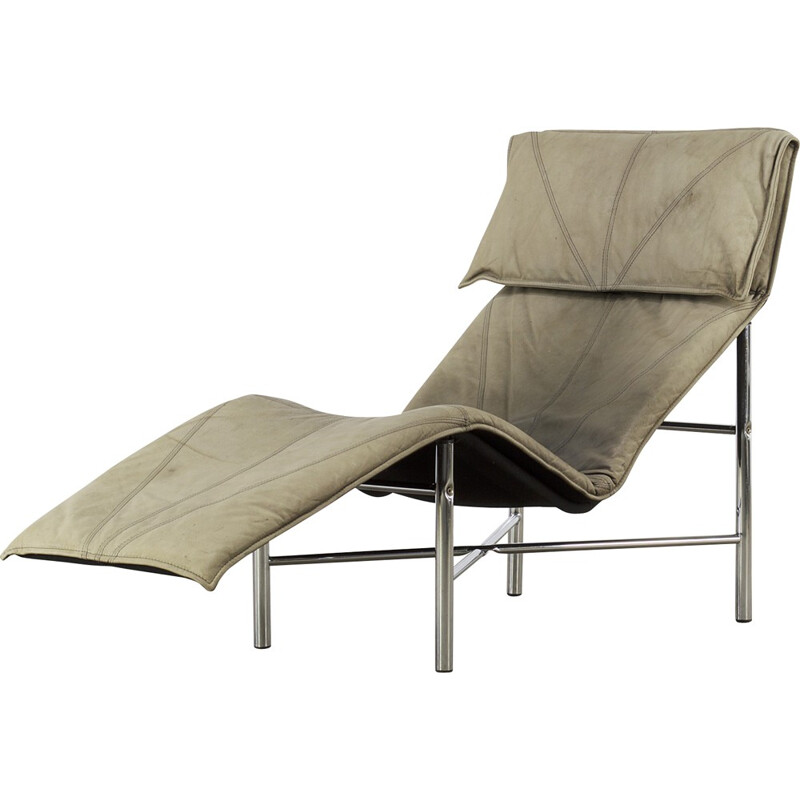 Vintage "Skye" lounge chair in grey leather, Tord BJORKLUND - 1980s
