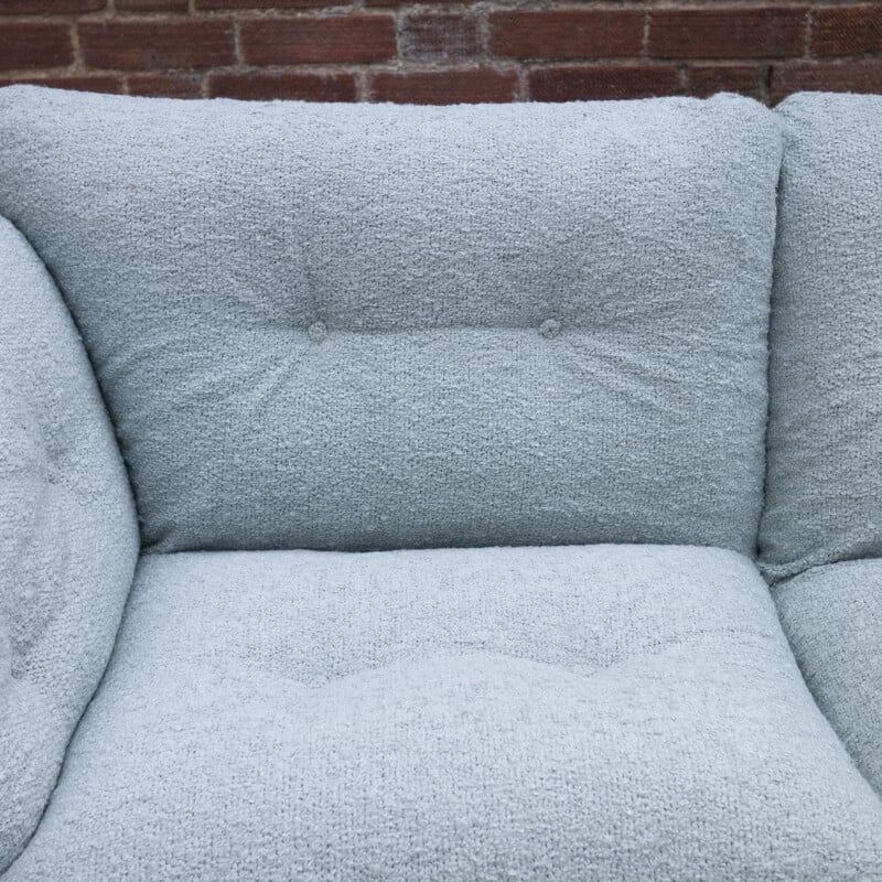 Vintage bamboo and rattan sofa with boucle upholstery, 1970s