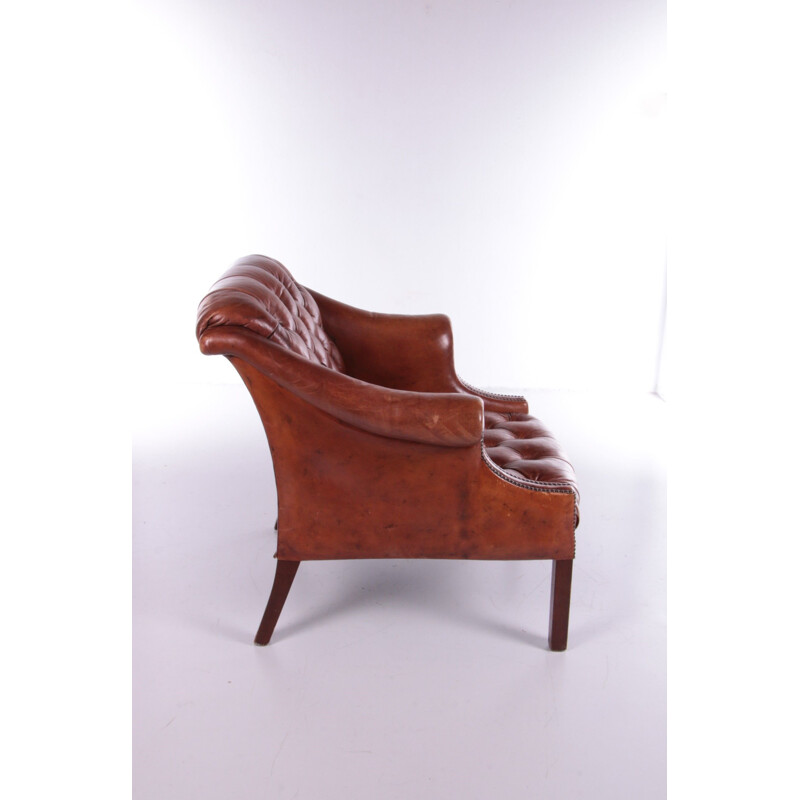 Vintage clubfauteuil, Chesterfield model in schapenvacht, 1970