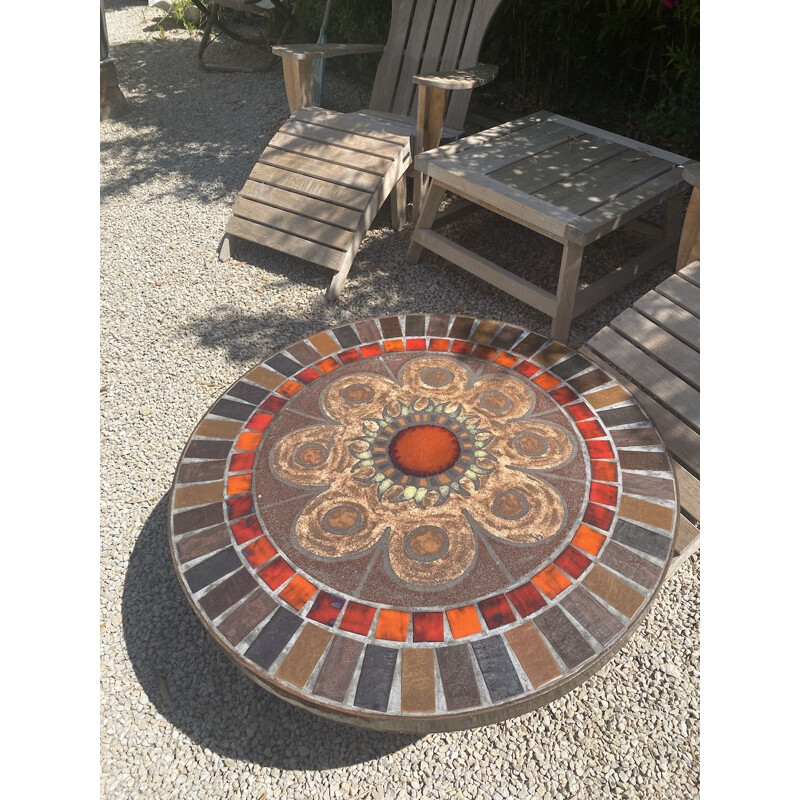 Vintage enameled lava coffee table by Max and Dominique Picard, 1960