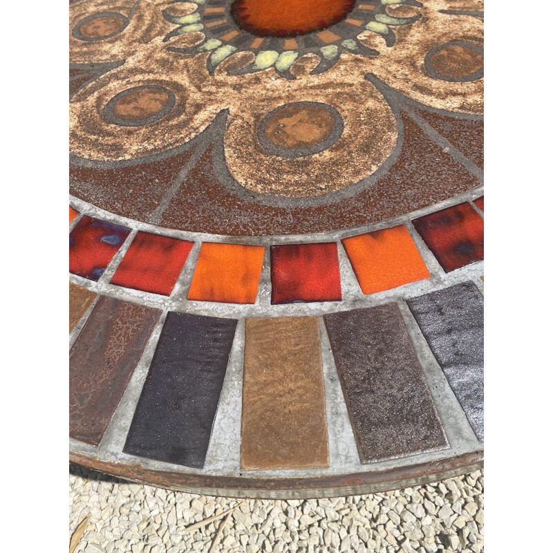 Vintage enameled lava coffee table by Max and Dominique Picard, 1960