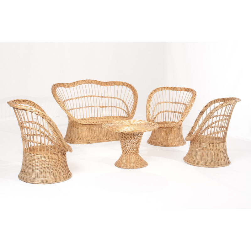 Wicker vintage garden lounge set - 1960s