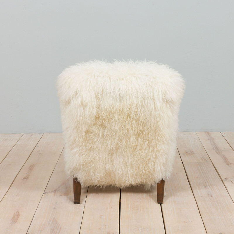 Vintage armchair model 269 in natural long hair sheepskin by Jindrich Halaba for Up Zavody, 1930s