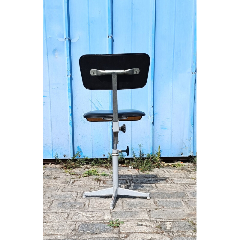 Vintage black leather office chair by Friso Kramer, 1960