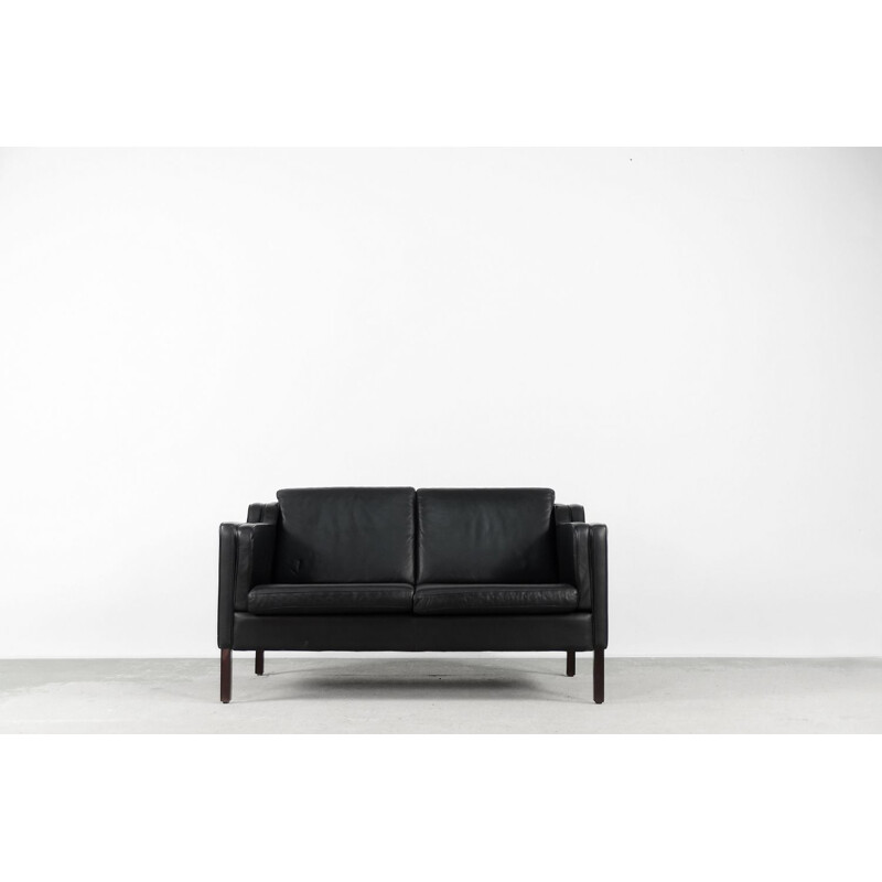 Skandinavisches Vintage-Sofa aus schwarzem Leder von Stouby, 1980