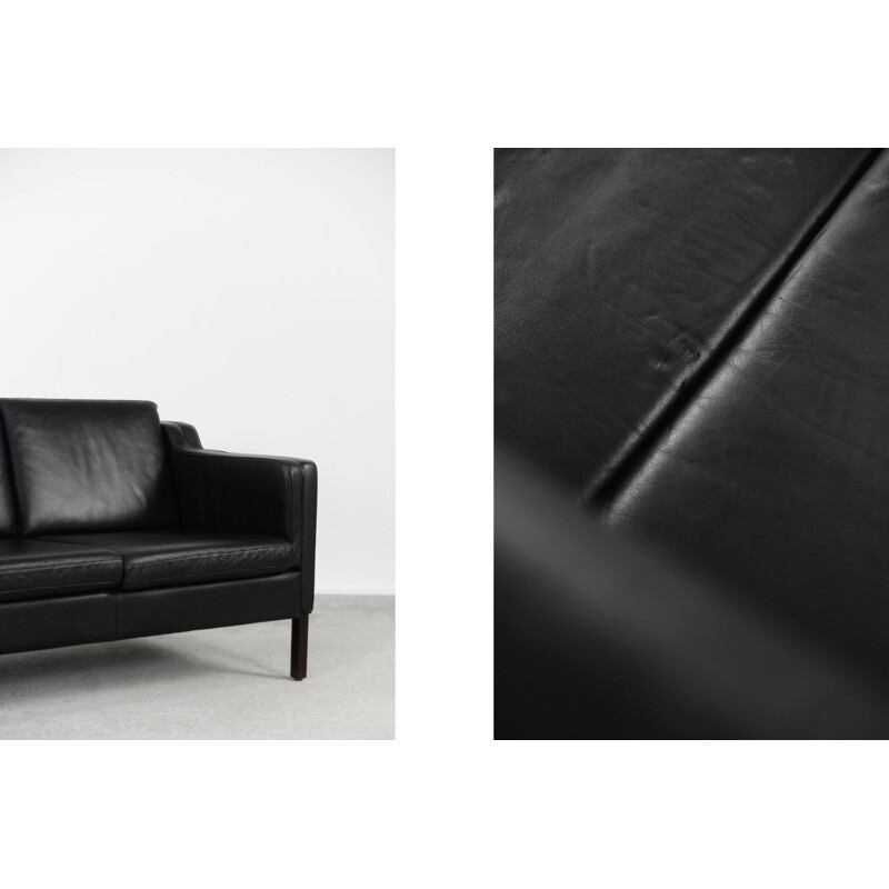 Skandinavisches Vintage-Sofa aus schwarzem Leder von Stouby, 1980