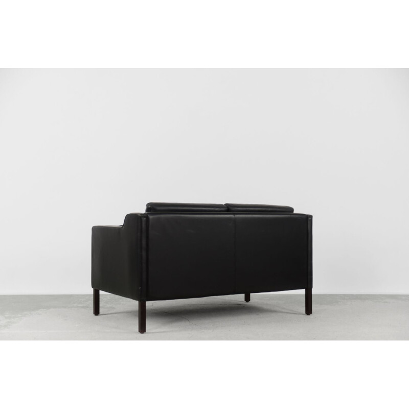 Canapé scandinave vintage en cuir noir par Stouby, 1980