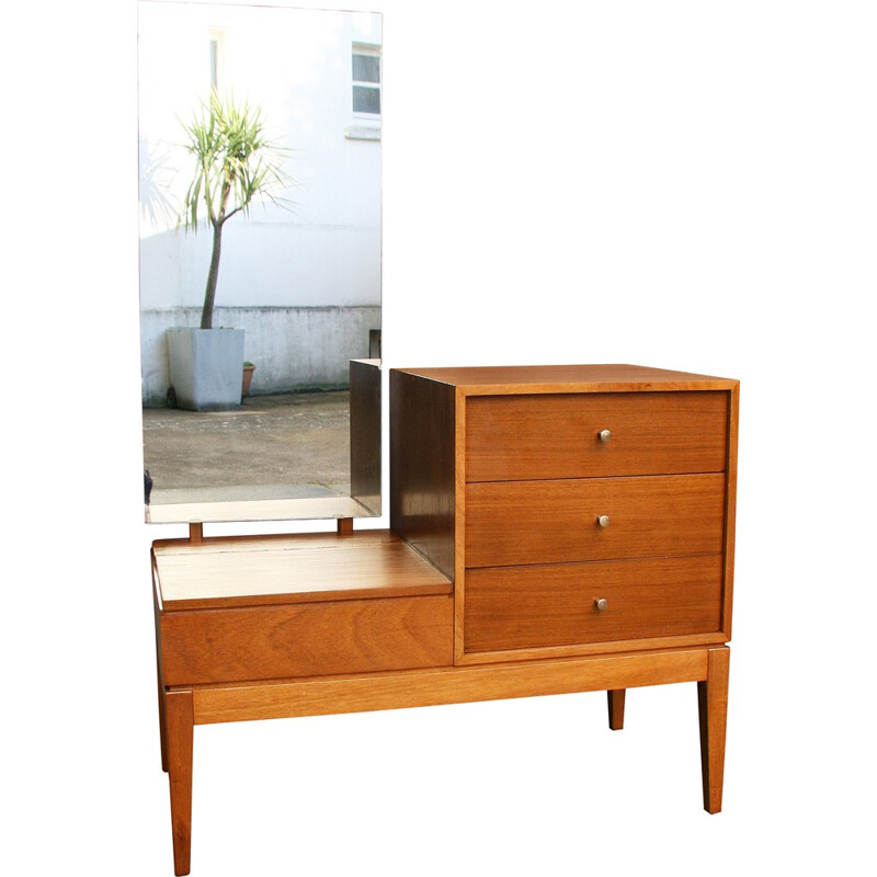 Vintage Uniflex dresser in teak with mirror - 1960s