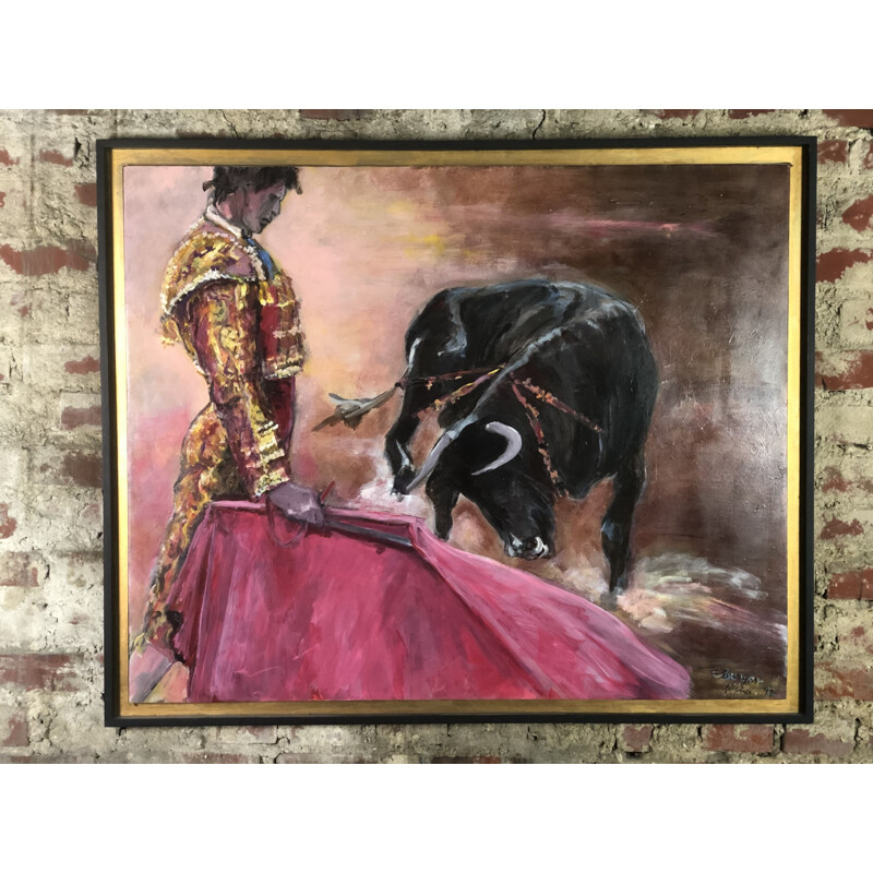 Vintage olieverfschilderij "De matador" door E.Boyer Fisher 92