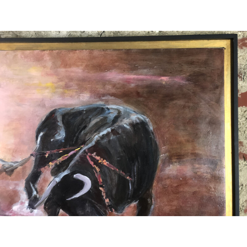 Pintura a óleo vintage "The matador" de E.Boyer Fisher 92