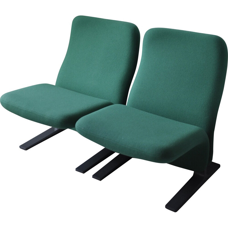 Armchair Artifort "Concorde" in green kvadrat fabric, Pierre PAULIN - 1960s