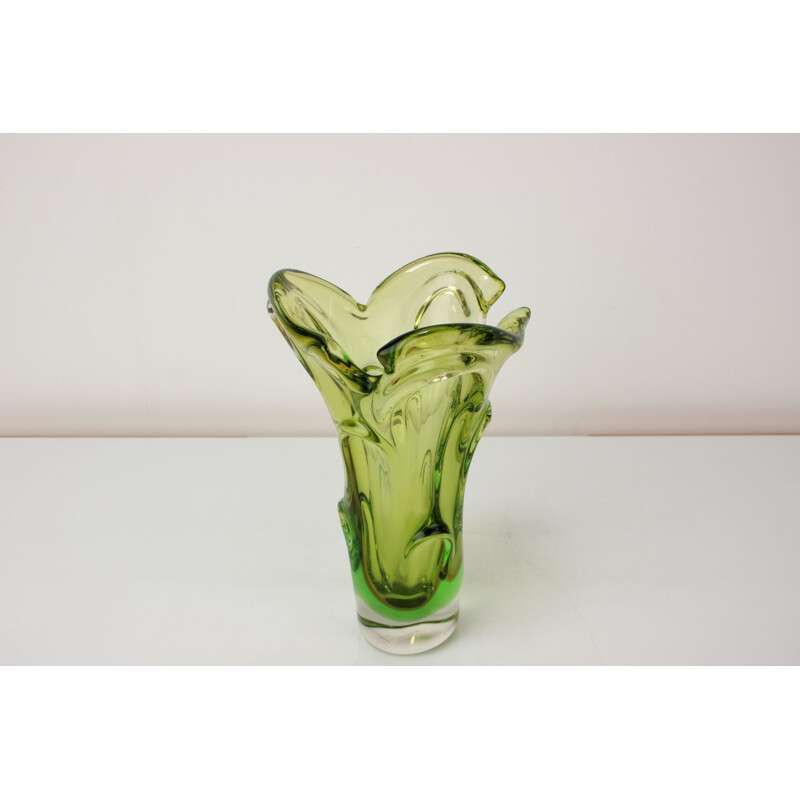 Vintage glass vase by Josef Hospodka, Czechoslovakia 1960