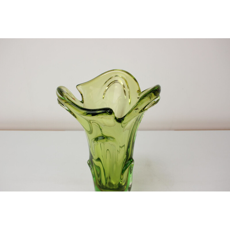 Vintage glass vase by Josef Hospodka, Czechoslovakia 1960