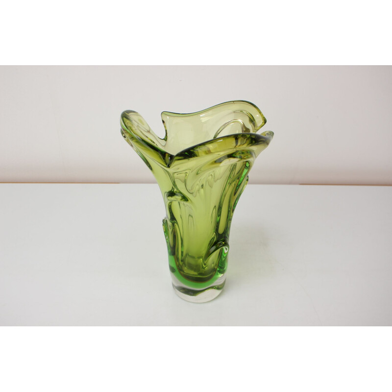 Vase vintage en verre de Josef Hospodka, Tchécoslovaquie 1960