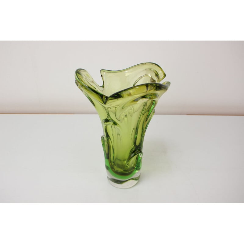 Vintage glass vase by Josef Hospodka, Czechoslovakia 1960