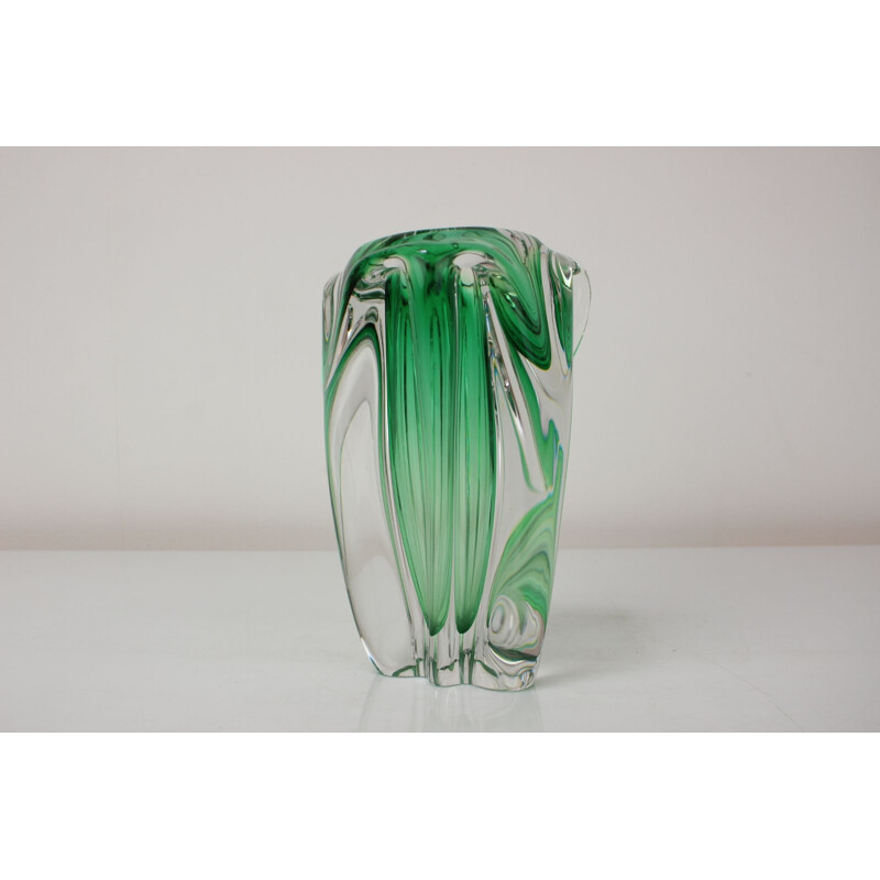 Vintage glass vase by Josef Hospodka, Czechoslovakia 1960