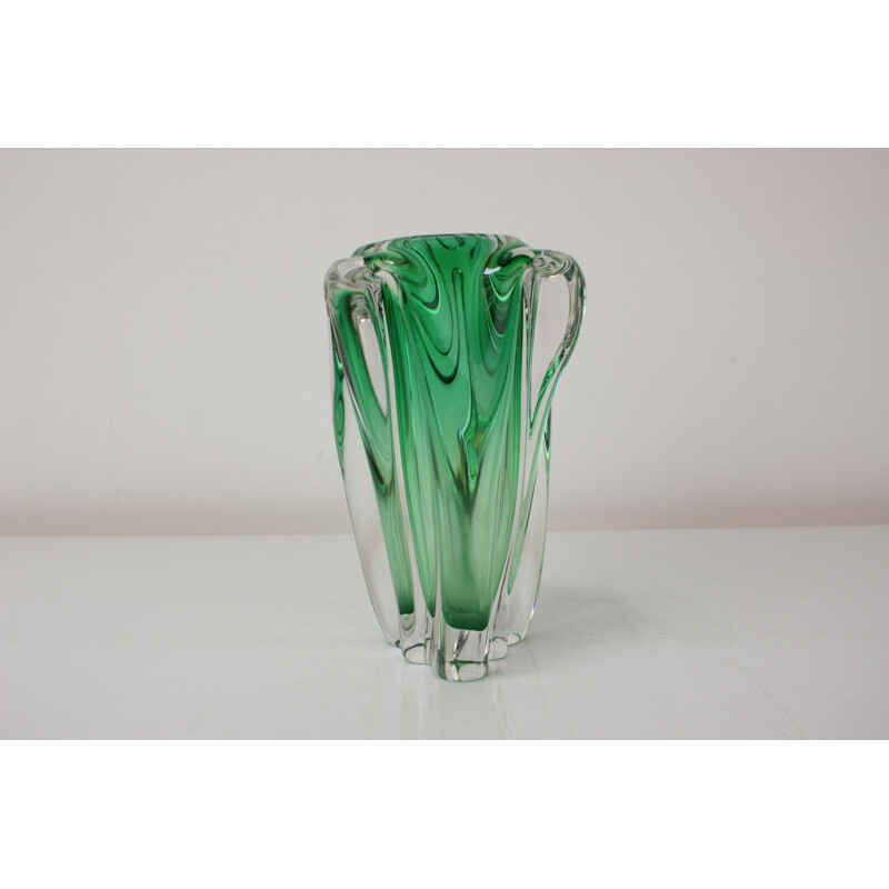 Vintage glass vase by Josef Hospodka, Czechoslovakia 1960