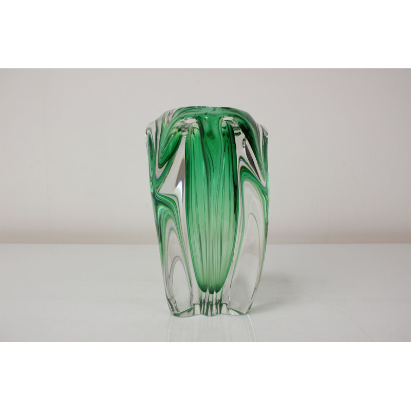 Vintage glass vase by Josef Hospodka, Czechoslovakia 1960