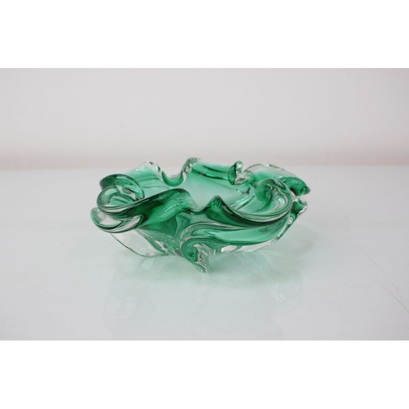 Vintage art glass ashtray by Josef Hospodka for Chribska Glassworks, Czechoslovakia 1960