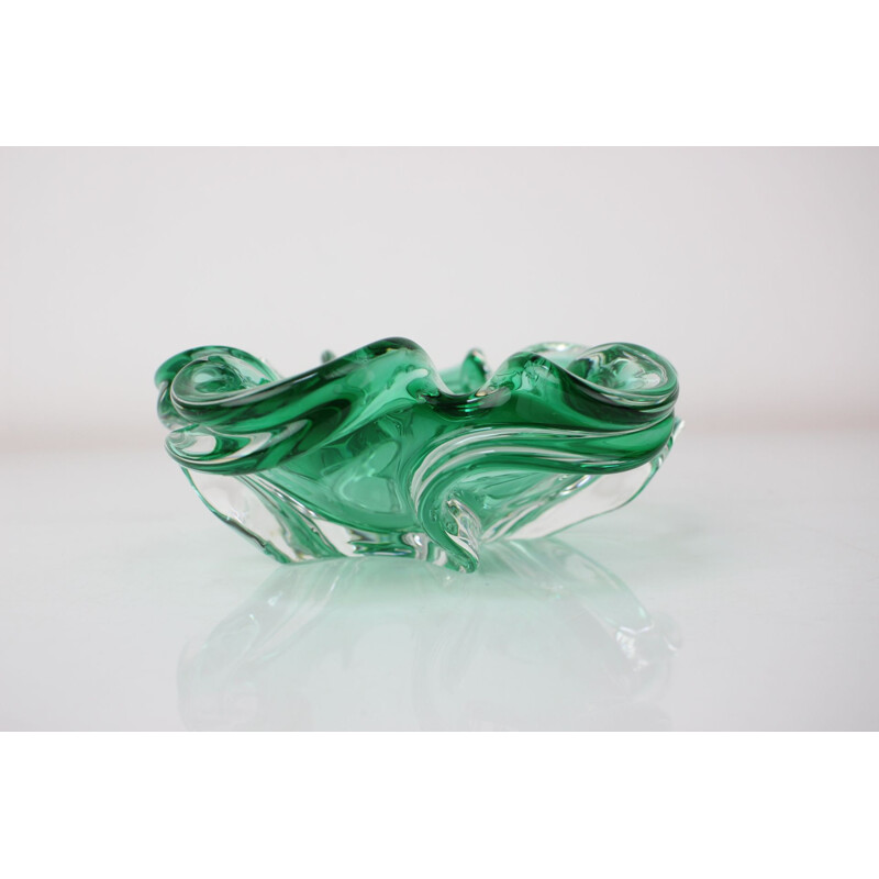 Vintage art glass ashtray by Josef Hospodka for Chribska Glassworks, Czechoslovakia 1960