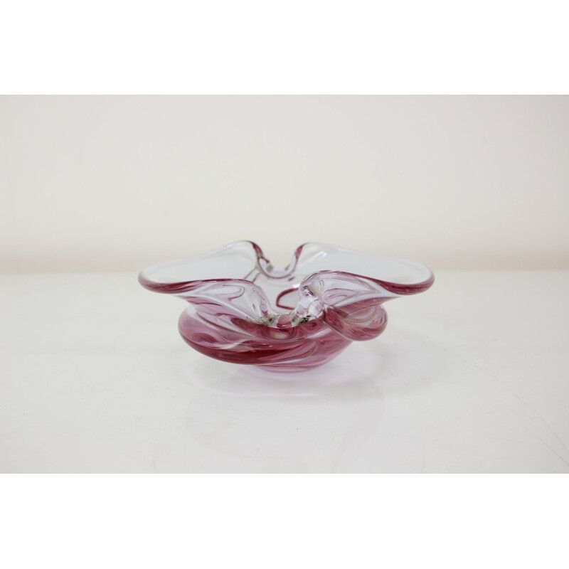 Vintage glass ashtray from Zelezno Borske Sklo, Czechoslovakia 1960