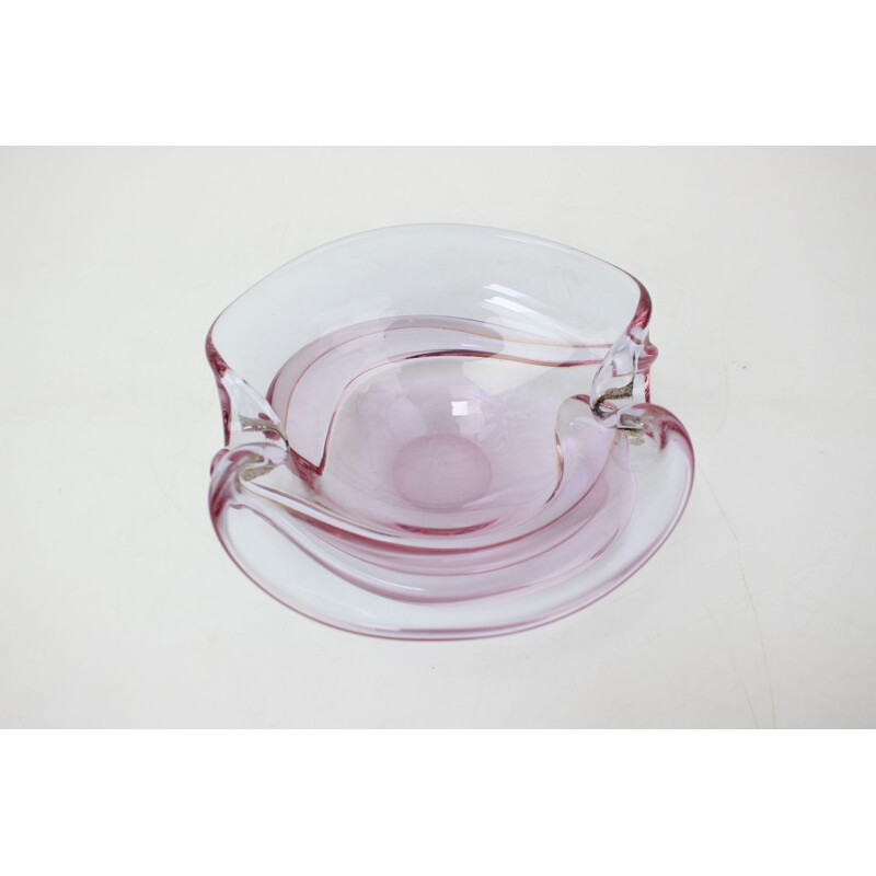 Vintage glass ashtray from Zelezno Borske Sklo, Czechoslovakia 1960