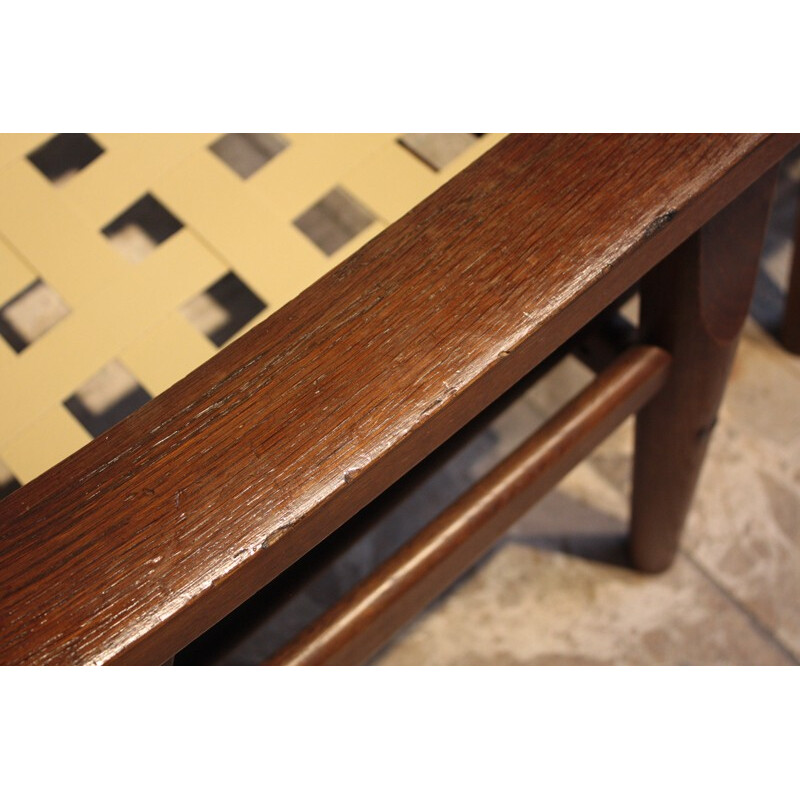 Pair of Getama "GE530" armchairs in oak and beige wool fabric, Hans J. WEGNER - 1970s