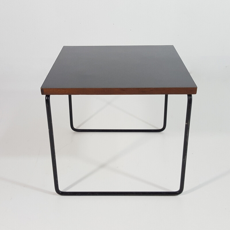 Steiner "Volante" side table in wood and black lacquered metal, Pierre GUARICHE - 1950s