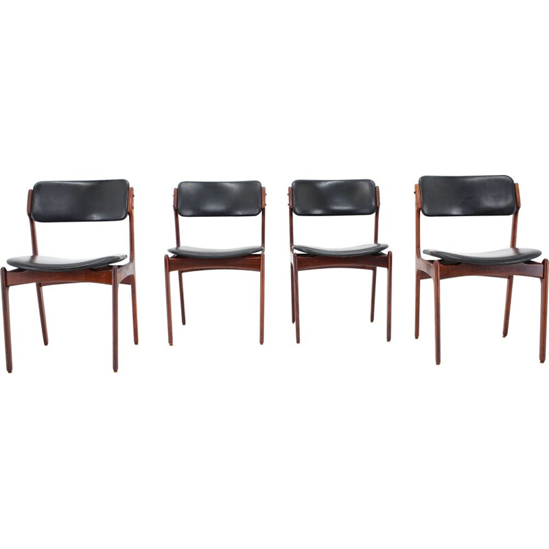 Set of 4 vintage rosewood dining chairs by Erik Buch, Denmark 1960s