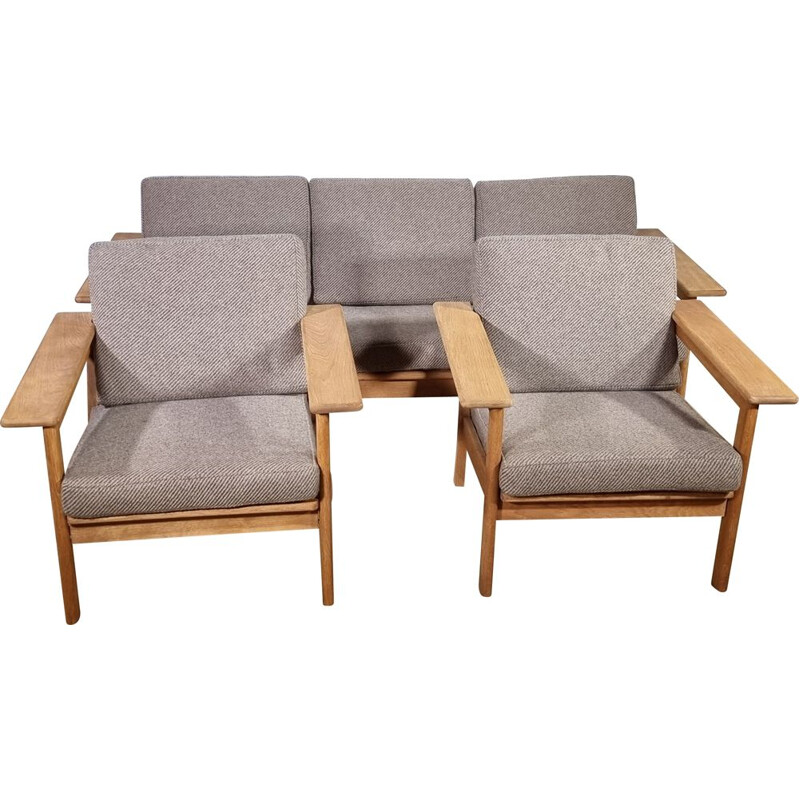 Vintage oakwood living room set by Borge Jensen and Sonne for Bernstorffsminde Mobelfabrik, Denmark 1960