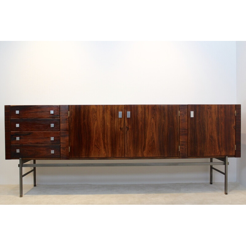 Mid century Belform sideboard in rosewood and steel, Alfred HENDRICKX - 1960s