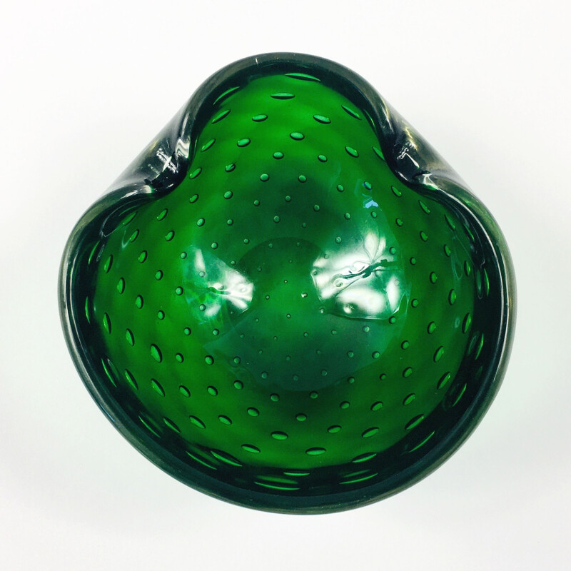 Vintage Murano Bullicante glass ashtray, Italy 1960s