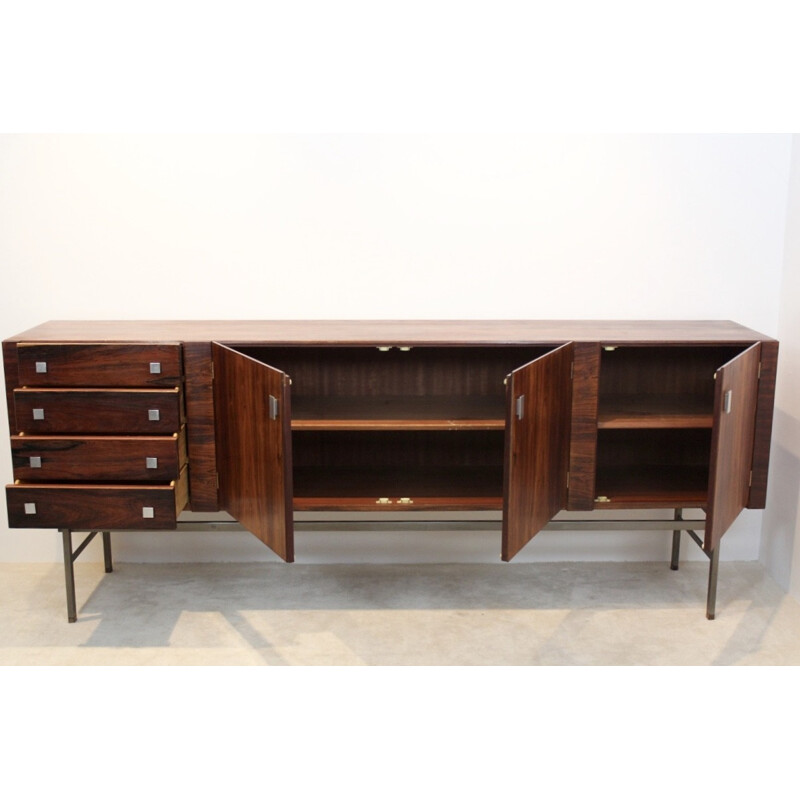 Mid century Belform sideboard in rosewood and steel, Alfred HENDRICKX - 1960s