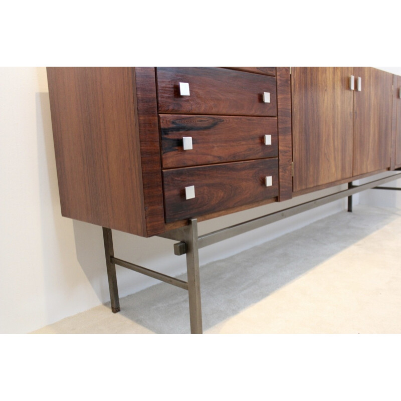 Mid century Belform sideboard in rosewood and steel, Alfred HENDRICKX - 1960s