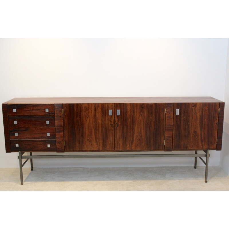 Mid century Belform sideboard in rosewood and steel, Alfred HENDRICKX - 1960s