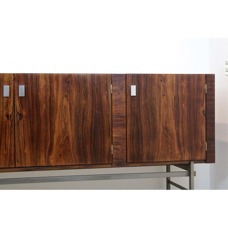 Mid century Belform sideboard in rosewood and steel, Alfred HENDRICKX - 1960s