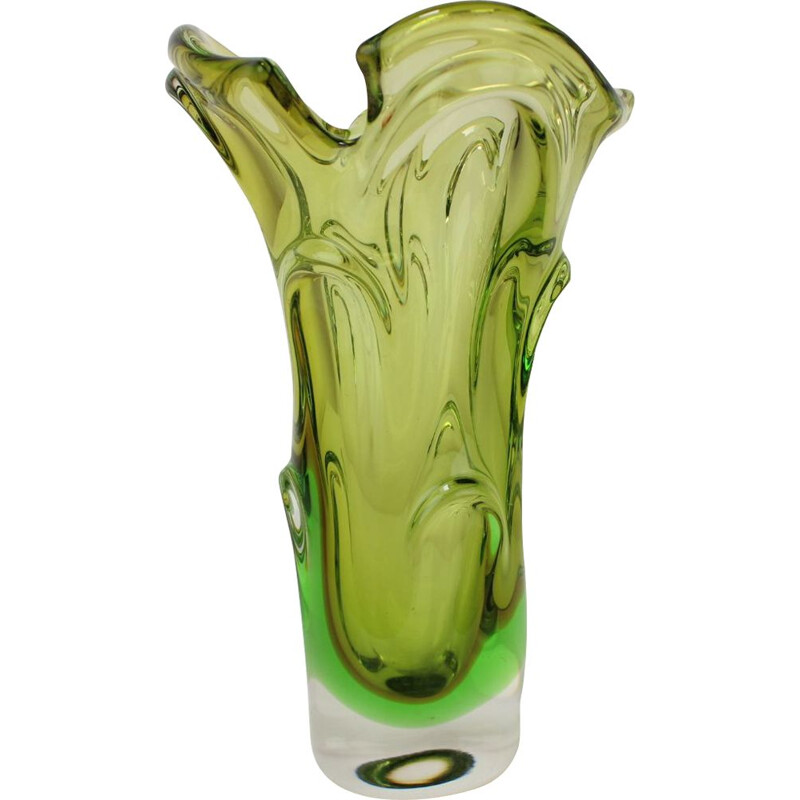 Vintage glass vase by Josef Hospodka, Czechoslovakia 1960