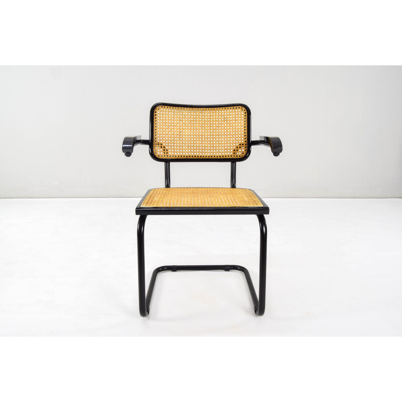 Pareja de sillas vintage Cesca B64 de acero negro de Marcel Breuer, Italia 1970