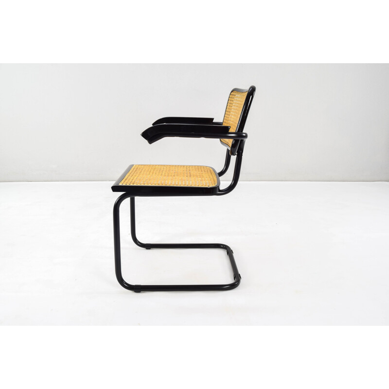 Pareja de sillas vintage Cesca B64 de acero negro de Marcel Breuer, Italia 1970