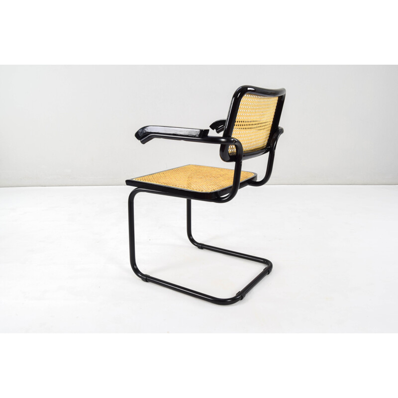 Pair of vintage steel chairs Cesca B64 black by Marcel Breuer, Italy 1970